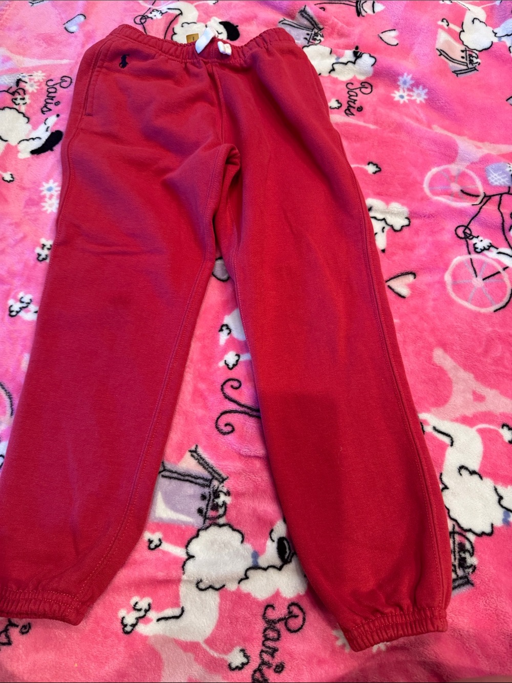 Ralph Lauren Kids Red Fleece Joggers with Drawstring